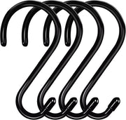 Set di 6 S-haken in acciaio per appendere piante, vasi, pentole e abiti - Heavy Duty e antiscivolo - Acciaio metallico - Gomma nera antiscivolo - Set da 6 pezzi