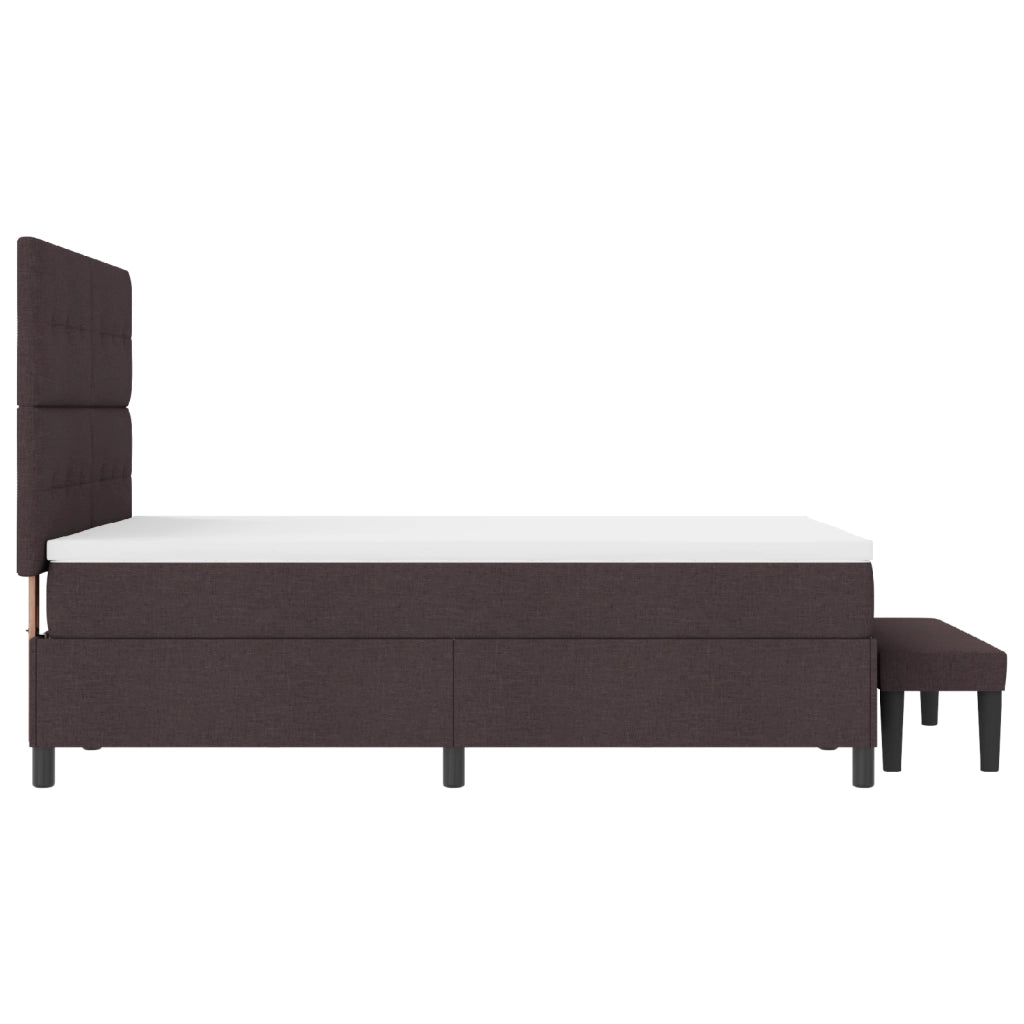 Letto a molle con materasso e panca marrone scuro 140x200 cm tessuto