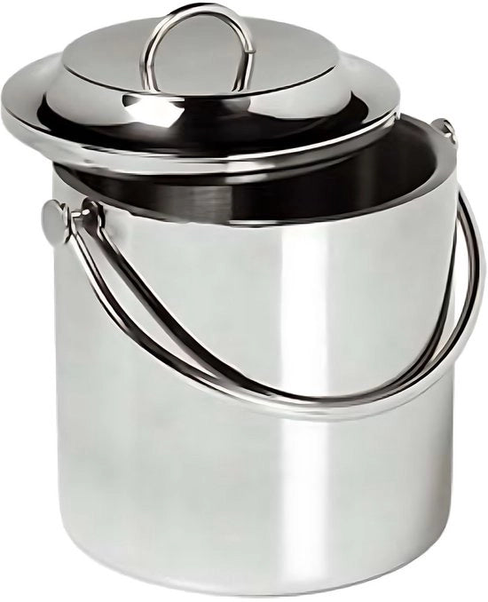 Semifreddo RVS doppio spessore contenitore con coperchio e cerniera - Grande 15 litri - Argento