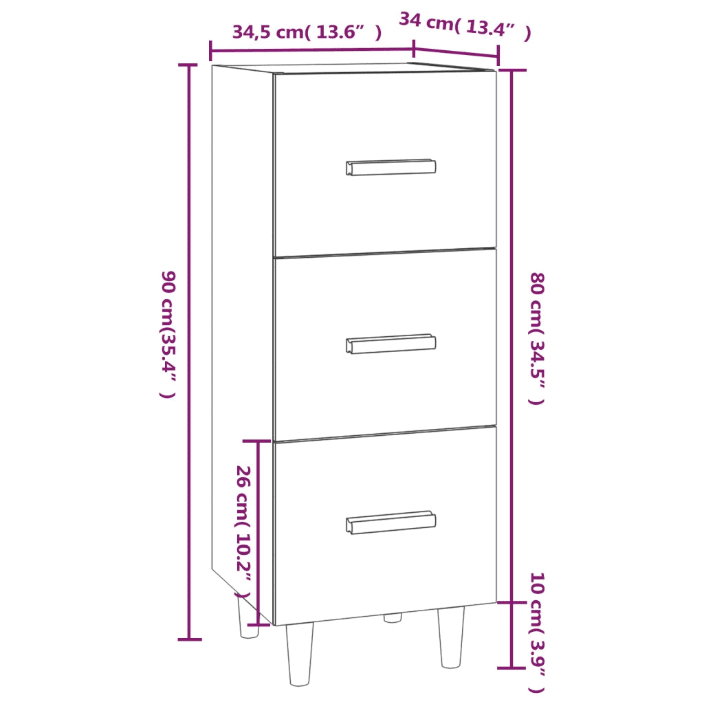 Credenza Rovere Marrone 34,5x34x90 cm in Legno Multistrato 817410