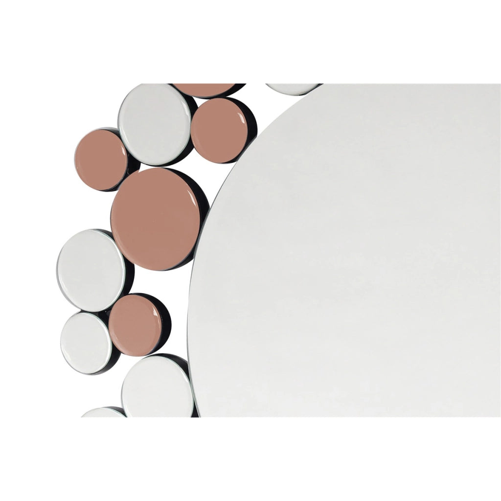 Specchio da parete Bubble tondo in argento e rose'