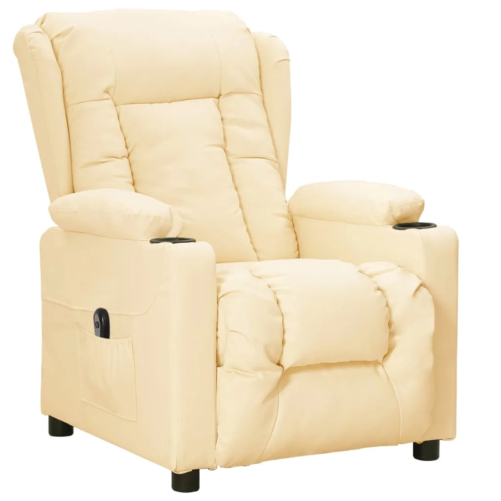 Poltrona | Sedia Relax Reclinabile Elettrica Crema in Similpelle
