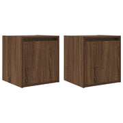Set di 2 Comodini | Armadio da Notte | Mobiletto da notte a Muro Rovere Marrone 38x34x40 cm