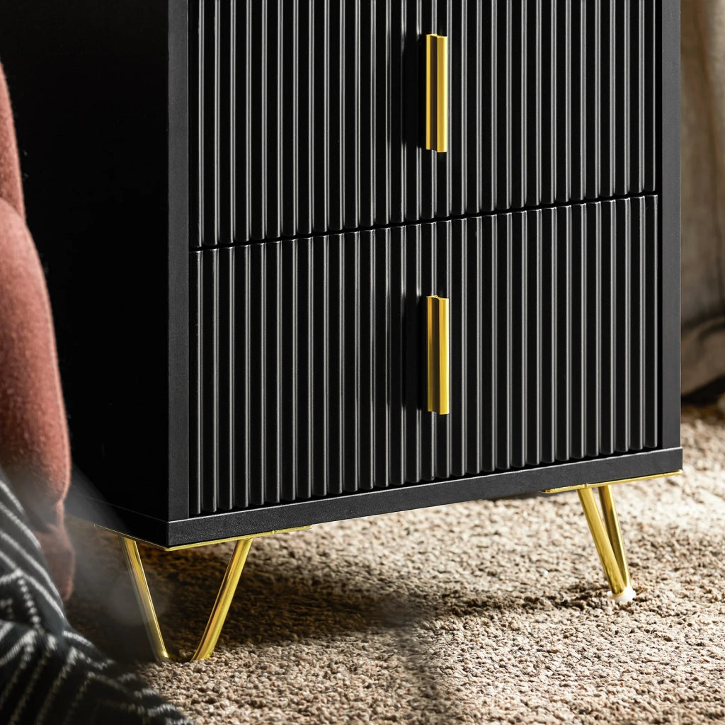 Comodini letto con cassetti Tavolino da salotto o soggiorno Tavolino telefono 40x40cm Nero 2 cassetti FBT115-SCH