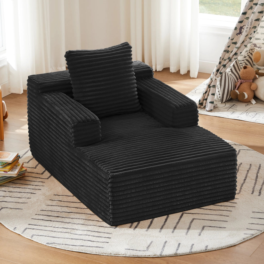 DIVANO Chaise longue in velluto a coste nero
