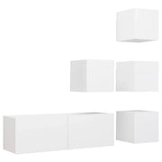 Set Mobili Porta TV 5 pz | Armadietto TV | Mobile Porta TV Bianco in Legno Multistrato
