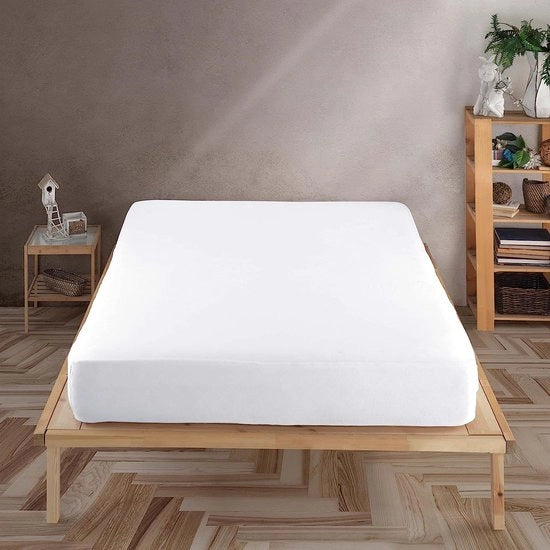 Hoeslaken premium 180x200cm bianco - hoeslaken 100% cotone, bedlaken 180x200 fino a 35 cm di altezza di piastra bianco