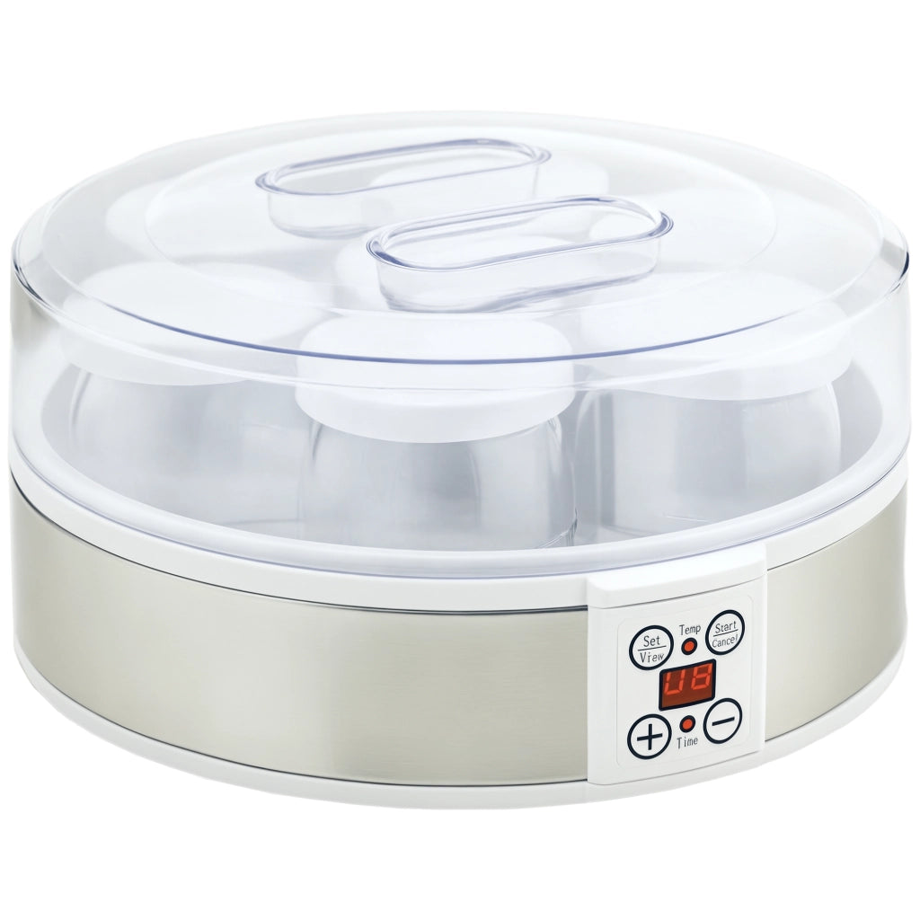 Macchina per Yogurt 7 Vasetti 180ml ¨C zephmum ¨C Acciaio Inossidabile 24x24x13 Bianco