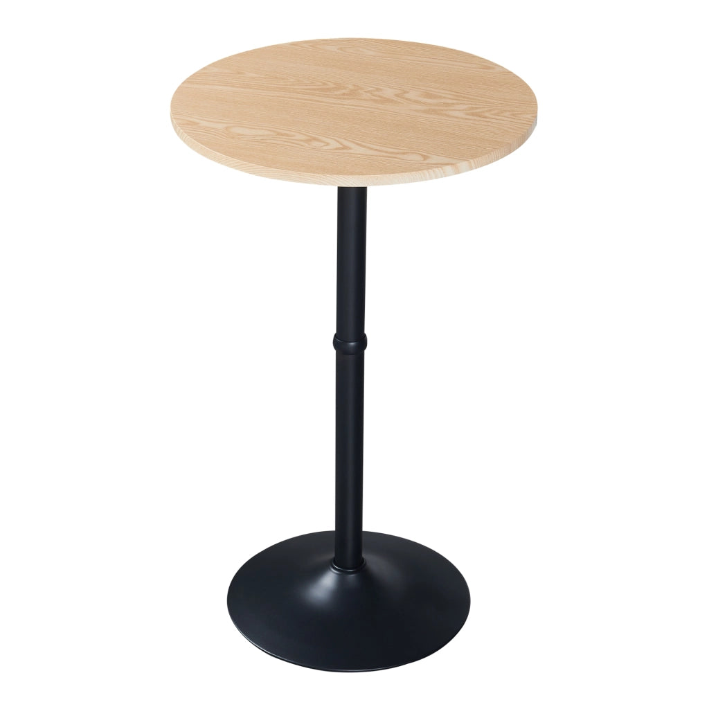 Tavolo Alto da Bar Vantaa Ø60 x 100 cm Nero / Effetto Rovere [en.casa]