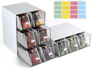 Porta thee in 12 vasi - Contenitore per tazze da tè - Riutilizzabile - Plastica - 3 scatole da tè - Dimensioni 22,6 x 16,5 x 7,7 cm - Contenitore per tazze da tè