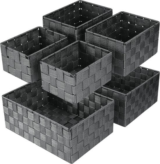 Set di 6 Cassetti di Archiviazione a Cubo - Organizzatori Tessuti per Abbigliamento, Bagno e Mobili di Legno