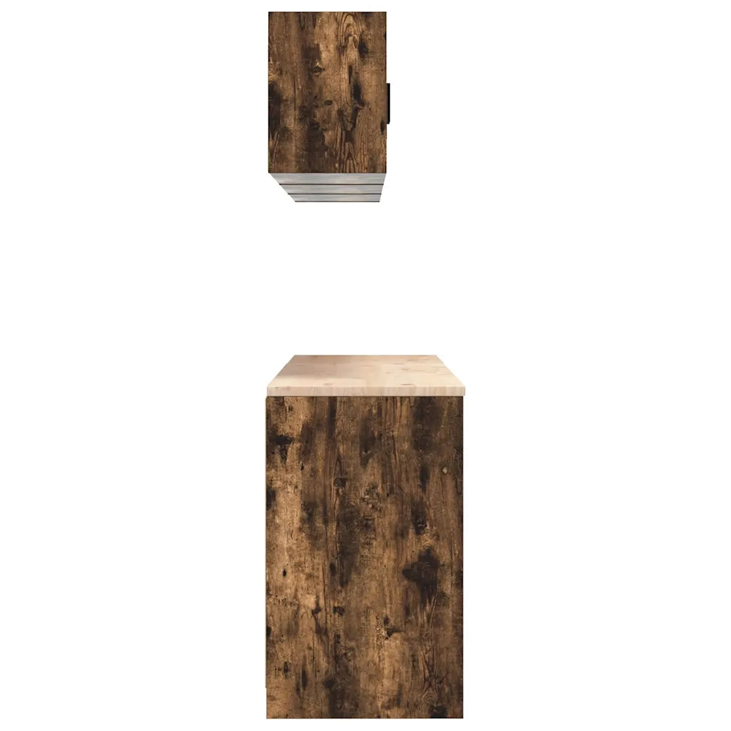 Armadi da Garage 6 pz Rovere Fumo in Legno Multistrato 3328345