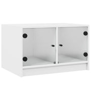 Tavolino da salotto | Tavolino da caff¨¨ | Tavolino da Soggiorno con Ante in Vetro Bianco 68x50x42 cm