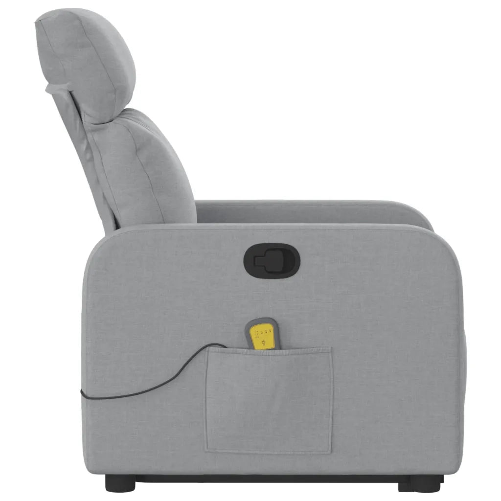 Poltrona Alzapersona Massaggi Reclinabile Grigio Chiaro Tessuto 3206708