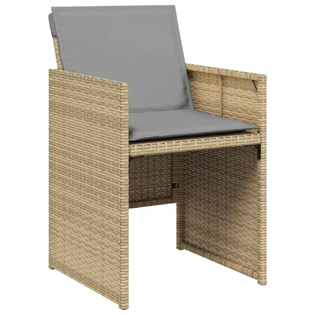 Set da Pranzo per Giardino con cuscino 5 pcs Beige polyrattan