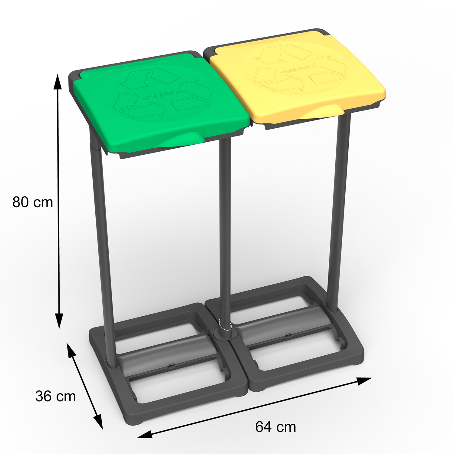 Pattumiera Differenziata 2 Posti 64x36x80 cm Portasacchi da 80-110 Litri