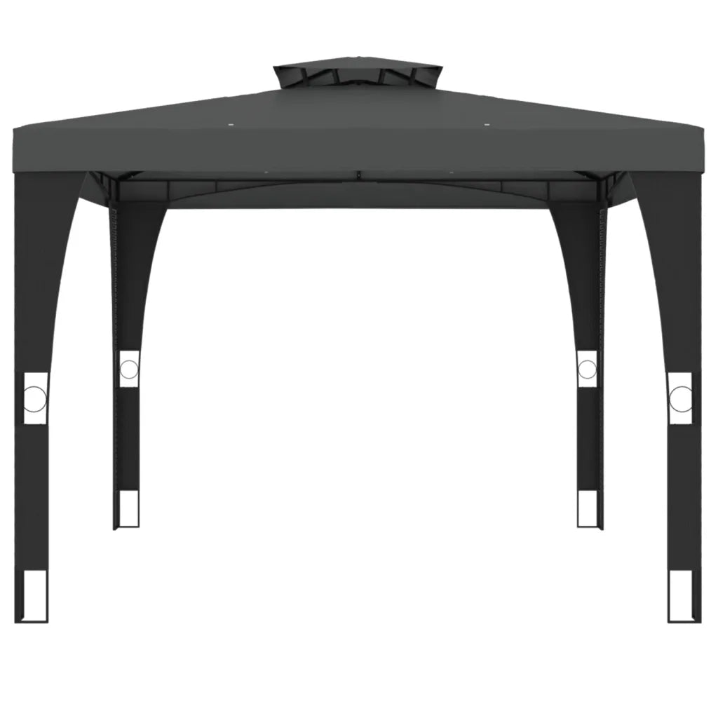 Gazebo con Tetto Doppio Antracite 2,98x2,98 m in Acciaio 368441