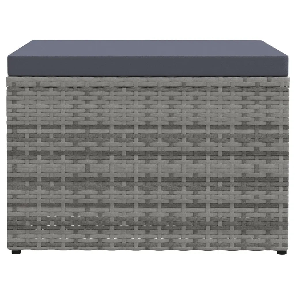 Poggiapiedi da Giardino con Cuscini Grigio in Polyrattan 310488