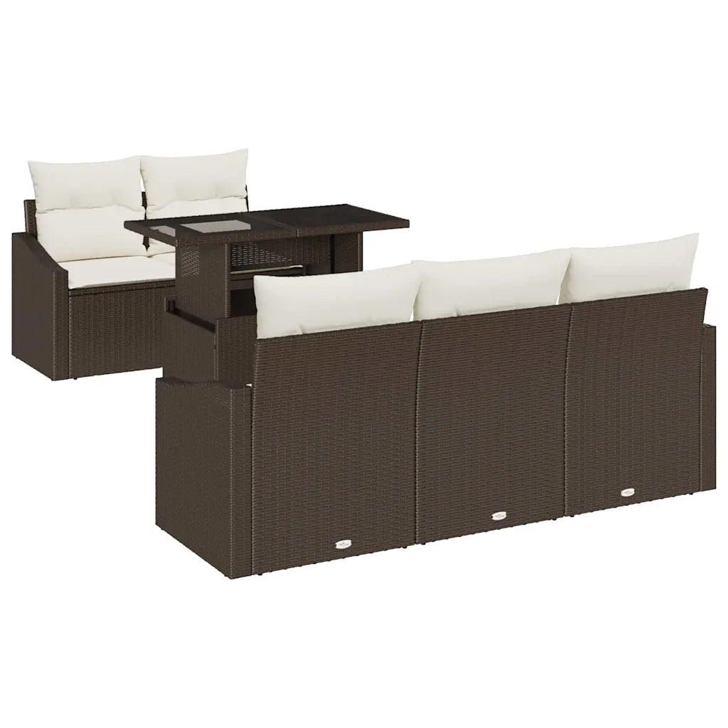 Set Divano da Giardino con cuscino 6 pcs Marrone polyrattan 3357651