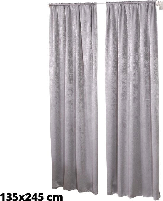 Tende - 2 pezzi - 100% Poliestere - Tendine/Tende/Vetri - Oscuranti & Termici - Grigio chiaro - 135x245 cm