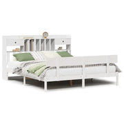 Letto matrimoniale | Letto per adulti | Giroletto con Libreria senza Materasso 180x200 cm in Legno Pino