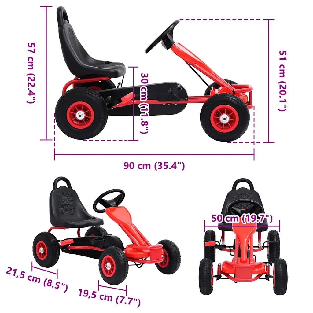 Go Kart a Pedali con Pneumatici Rosso CFW9260259