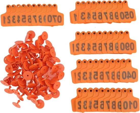 100 Stck Etichette Identificative a TPU con Numerazione 001-100 - Kit di Etichette Identificative per Allevamento per Capre, Agnelli, Suini, Bovini.