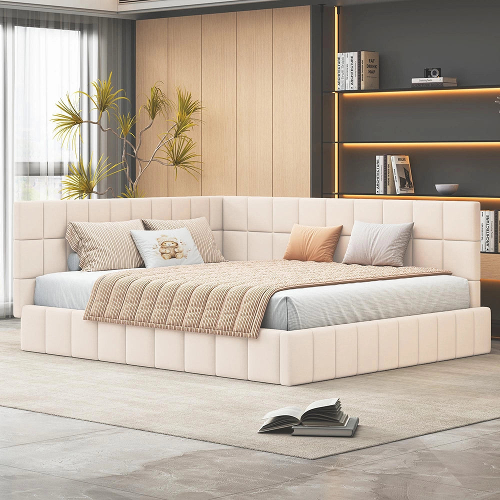 Divano letto - Xylo - 160x200 cm velluto morbido beige
