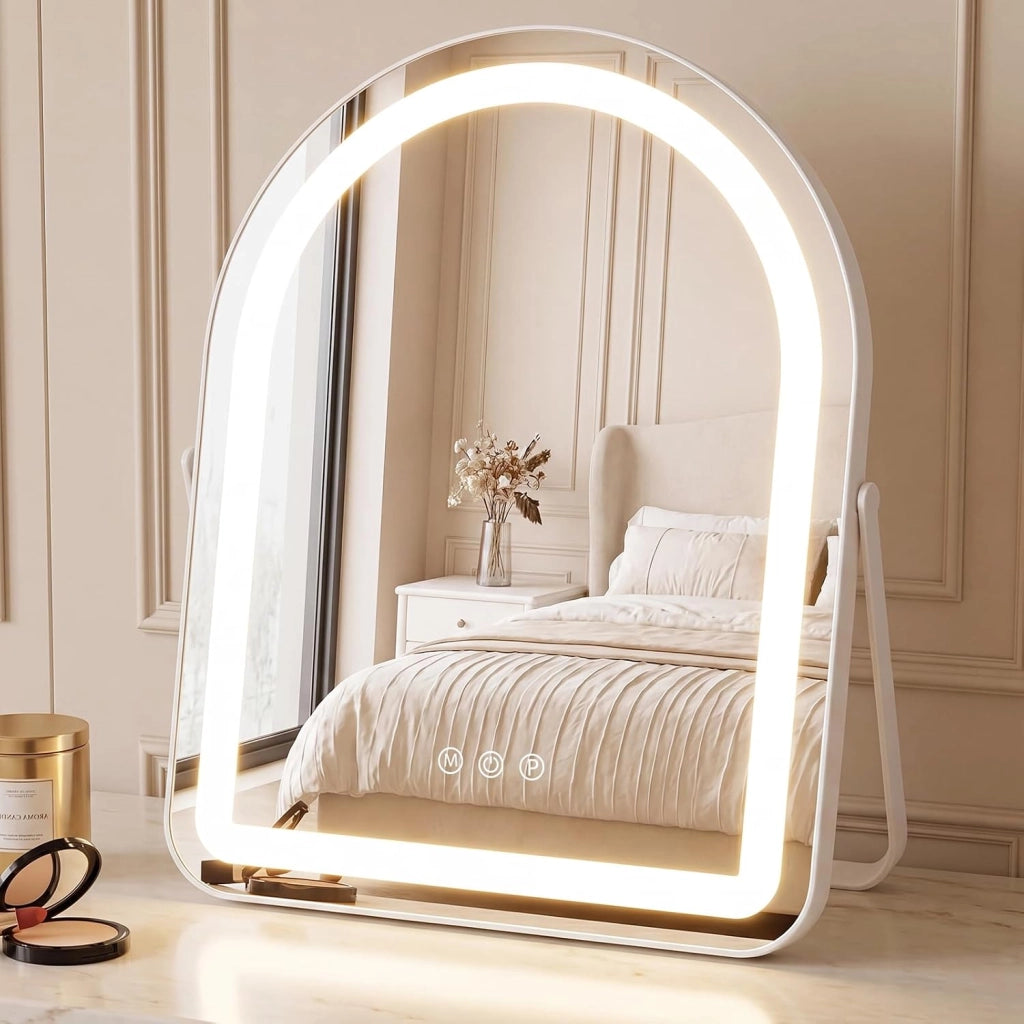 ZMH Specchio per il trucco illuminato a LED 35x45cm 3 modalit¨¤ di illuminazione regolabili con una semplice pressione