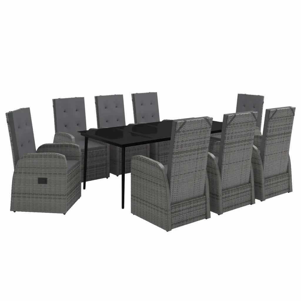 Set Mobili da Pranzo da Giardino 9 pz con Cuscini Grigio cod mxl 41903