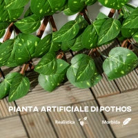 Siepe Artificiale 200x100 cm in Seta e Plastica PE, Siepe Finta di Pothos con 495 Foglie, Verde