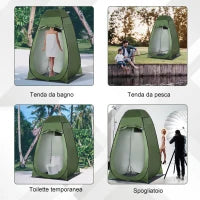 Tenda Doccia da Campeggio e Spiaggia con Porta a Cerniera e Borsa di Trasporto, 126x124x189 cm, Verde Scuro