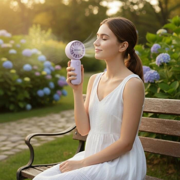 Ventilatore portatile ricaricabile 3W, 500mAh, 3 velocità, 10400 rpm, tipo USB-C per casa e viaggio - SOGO