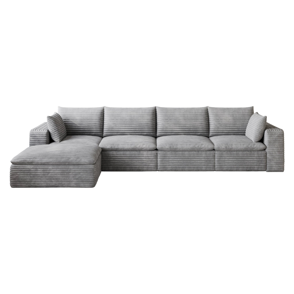 Divano Cloud 340 cm in Tessuto a Coste ¨C MINIMAL ¨C Grigio Scuro, Imbottito, Senza Montaggio