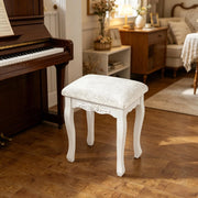 Sgabello da trucco Vintage con seduta imbottita e piedini antiscivolo in MDF, Bianco crema