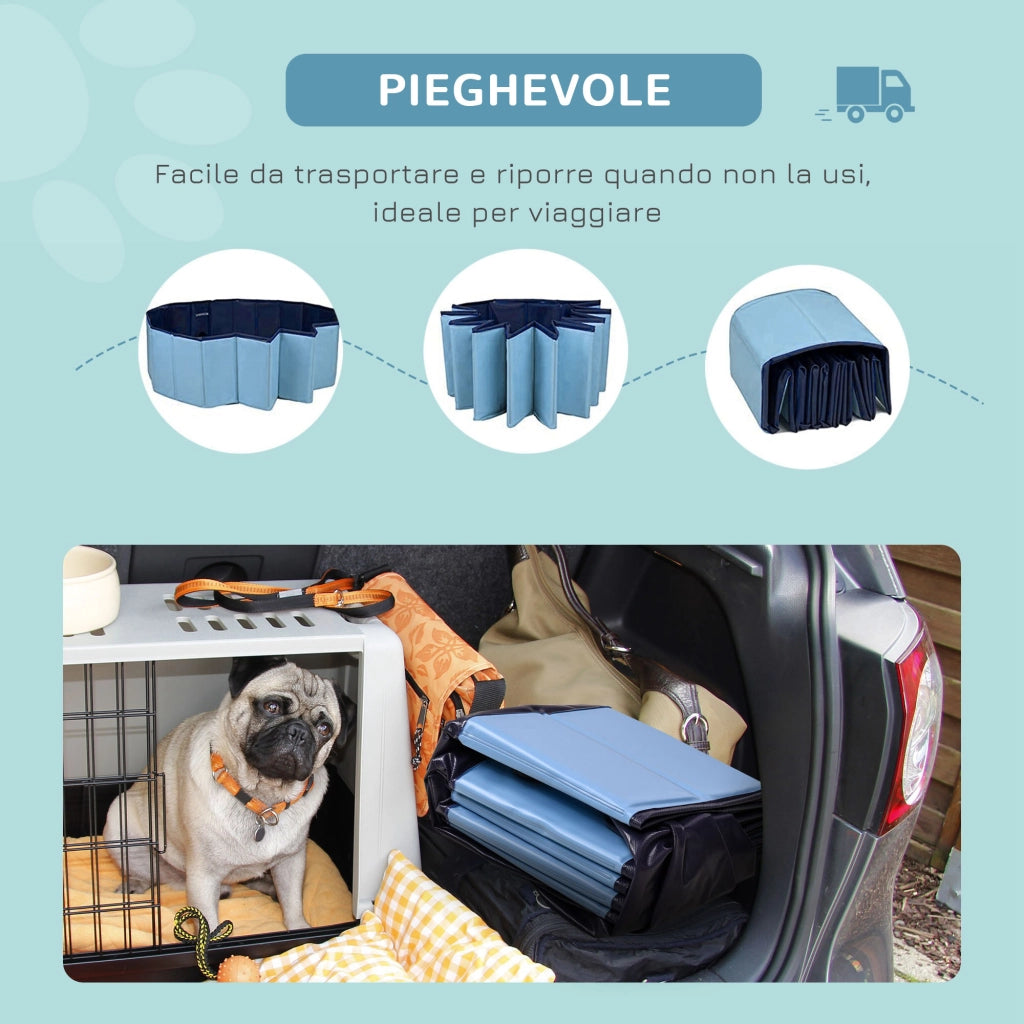 Piscina Vasca da Bagno Portatile Pieghevole per Cani Animali Domestici in PVC Azzurro ¦µ160 x 30cm