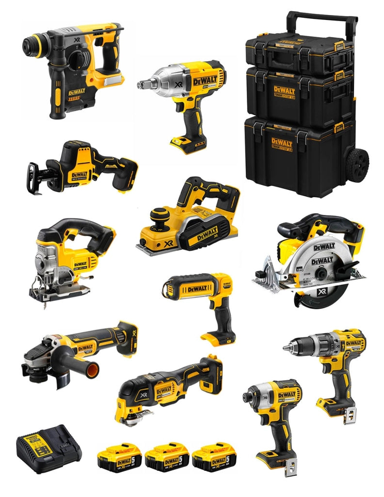 DeWALT Kit DWK1102 (DCD796+DCH273+DCG405+DCF887+DCF899H+DCS331+DCS391+ DCS355+DCP580+DCS369+DCL050+ 3x5,0Ah +DCB115 +Caddy 3en1)