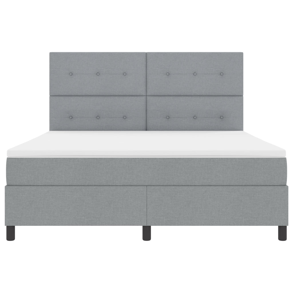 Letto con box spring con materasso grigio chiaro in tessuto