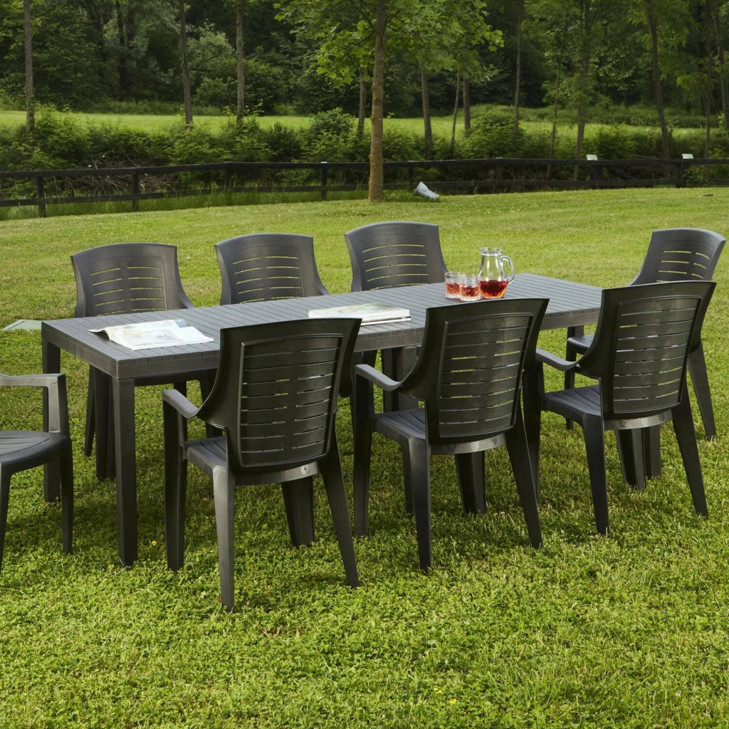 Tavolo da esterno Dmica, Tavolo rettangolare allungabile da pranzo, Tavolo da giardino estensibile, 100% Made in Italy, Cm 150x90h72, Antracite