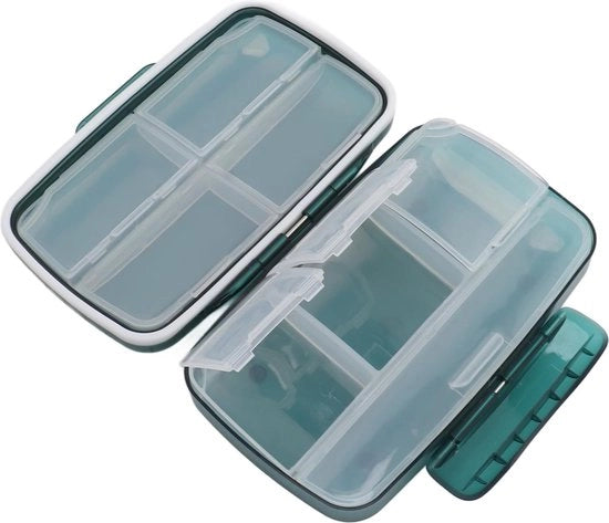 8 Compartimenti Cassetta per Tavole di Medicina Aria Tappata con Silicone Cassetta di Ricarica Portatile Multifunzionale Organizzatore di Pillola Custodia per Supplementi per Viaggi Casa