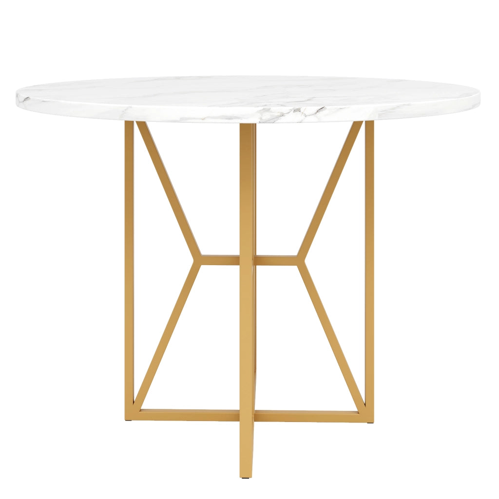 TAVOLO DA PRANZO 80x80x76 cm MDF e metallo colore oro