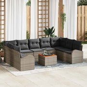 Set Divano da Giardino con cuscino 10 pcs Grigio polyrattan