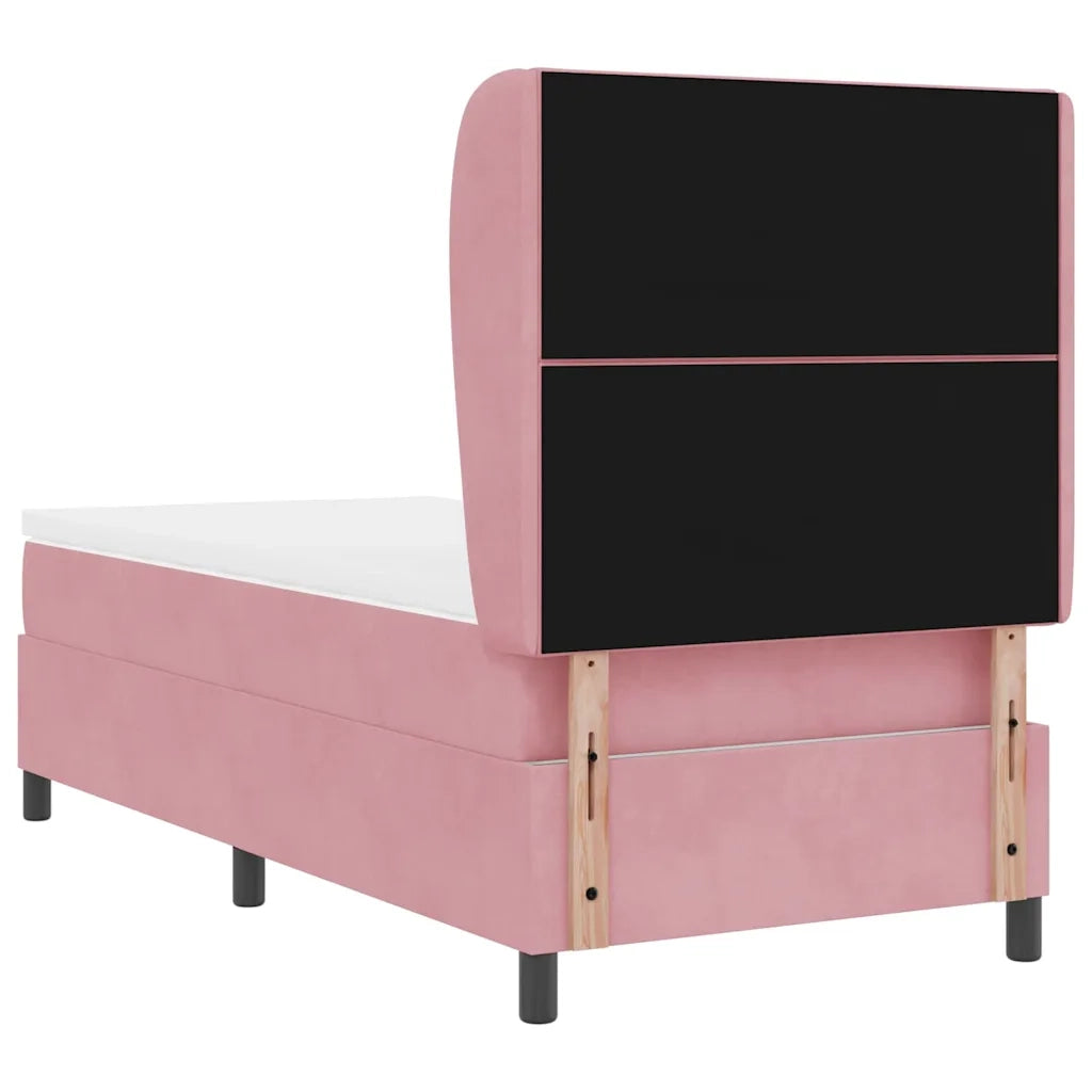 Letto a molle con materasso Rosa 200 x 100 cm Velluto 3340975