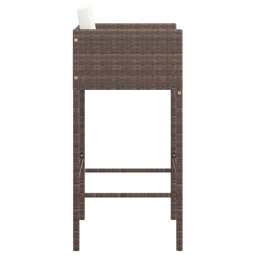 Sgabelli da Bar 4 pz con Cuscini Marroni in Polyrattan 316659