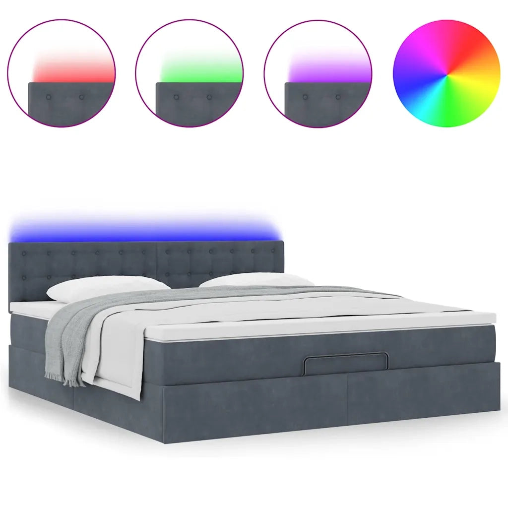 Struttura Letto Pouf con Materasso 160x200 cm in Velluto