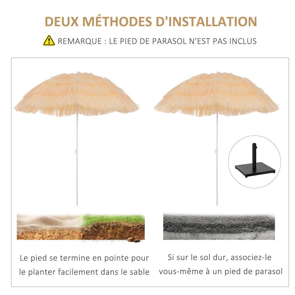 Ombrellone da Giardino Design Hawai ¨C zephmum ¨C 160 cm Raphia Artificiale Beige