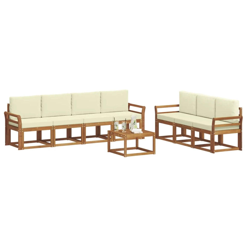 Set di divani da esterno con cuscino 8 pcs Naturale e Crema