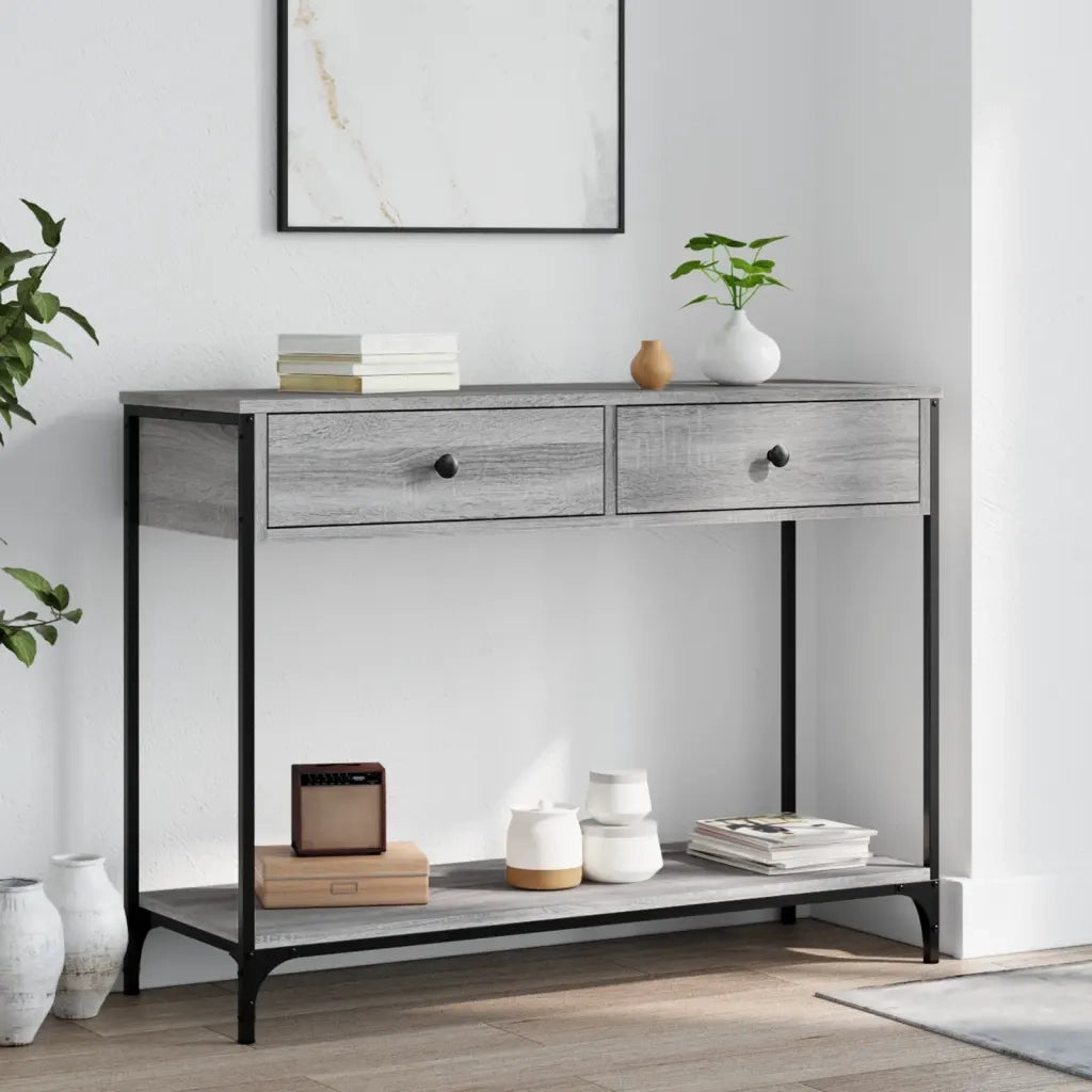 Tavolino Consolle-Tavolino da soggiorno-Tavolo Grigio Sonoma 100x34,5x75cm Legno Multistrato 353254