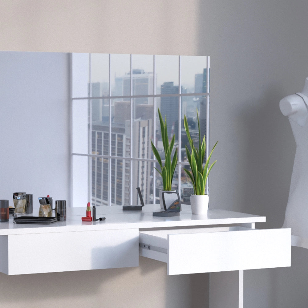 Vicco Tavolo da toeletta Bianco 120 cm con sgabello