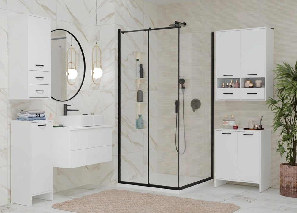 Mobile bagno NINA 2dum bianco 2 ante ripiani scaffale sotto lavabo